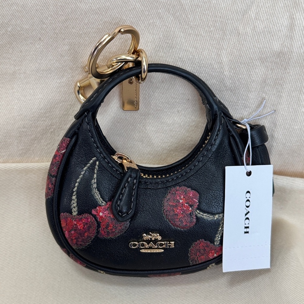 Coach Black Mini Bag with Cherry Design new without tags tags